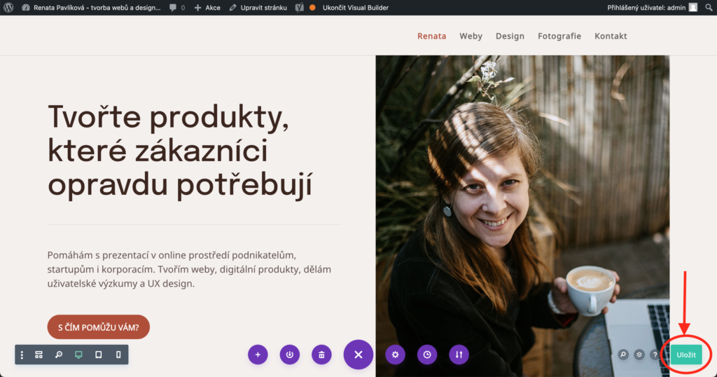 Uložení změn na webu